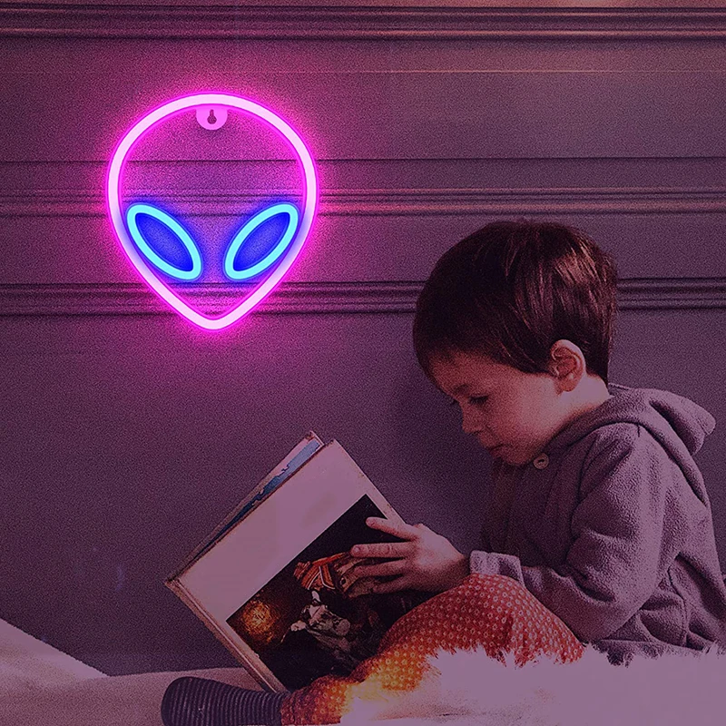 

Гирлянда, да, неоновые знаки Alien, специальный светодиодный ночник, Настенный декор, питание от батареи или Usb, для дома, спальни, бара Dtt88