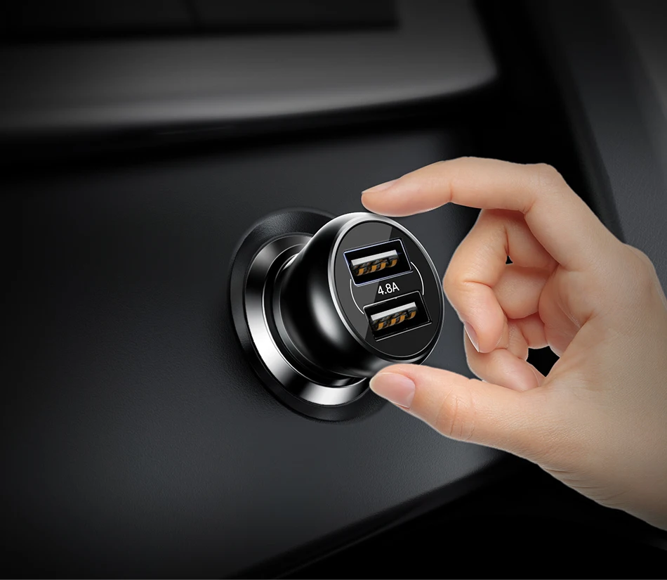 BASEUS двойной Переходник USB для зарядки в машине 4.8A мини металлическое автомобильное зарядное устройство для мобильного телефона автомобильное USB зарядное устройство автоматическая зарядка 2 порта 24 Вт для iPhone