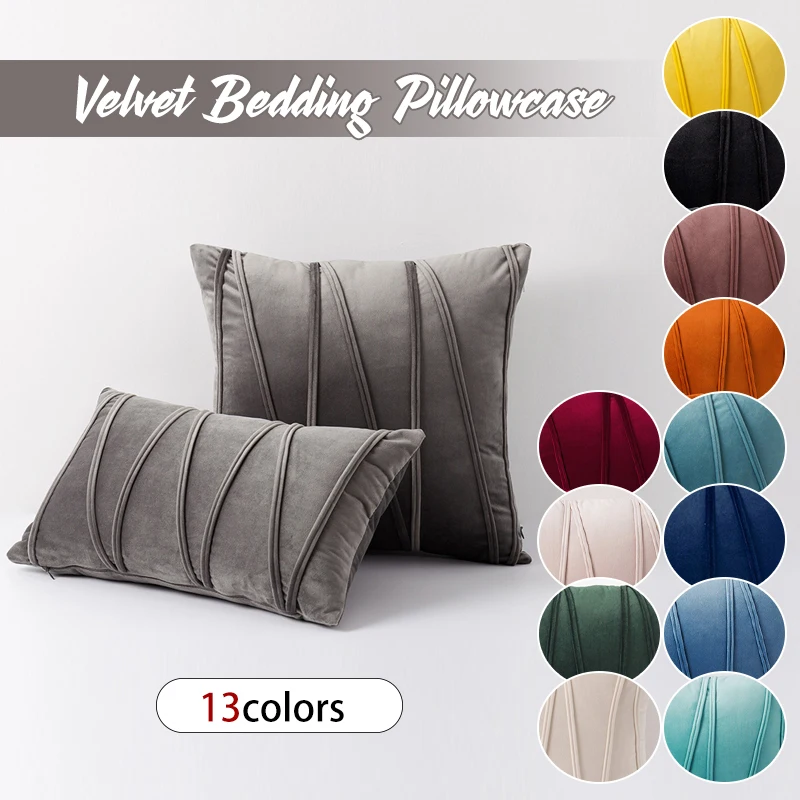 

Nordic Style Velvet Striped Luxury Waist Pillows Case Living Room Sofa Bedside Cushion Cover Home Decor Velvet Pillow Cover