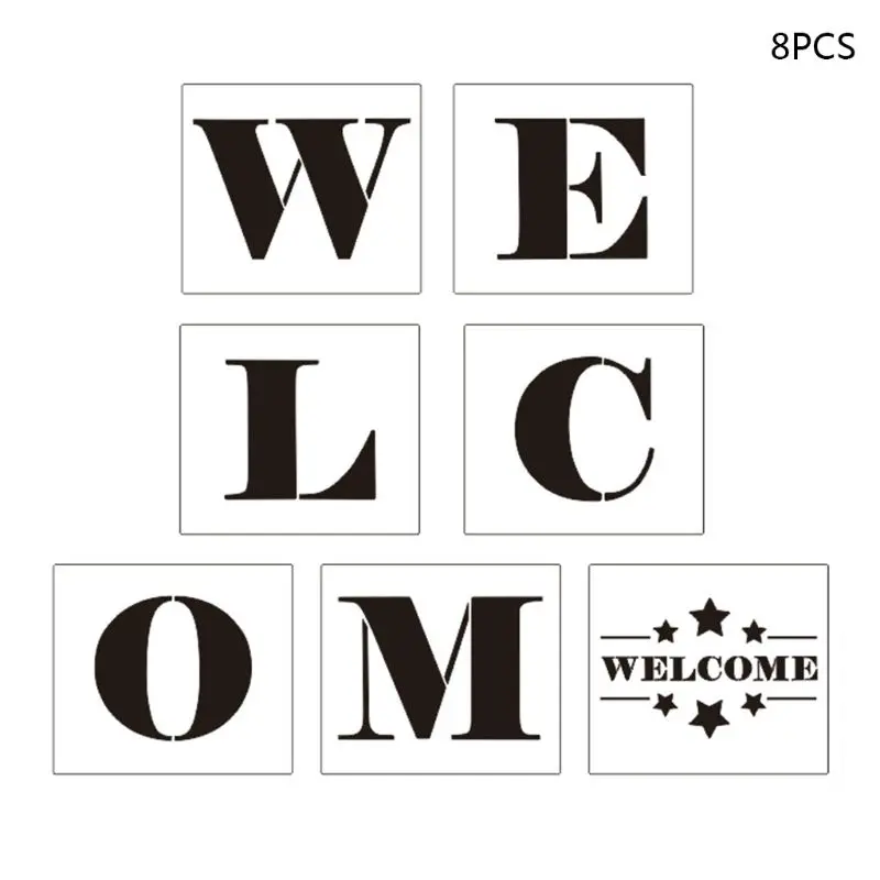 

H05B 8 шт./компл. верхняя трафареты букв шаблоны знаки DIY картина для ресторана кафе магазина отеля деревенский стиль многоразового использова...