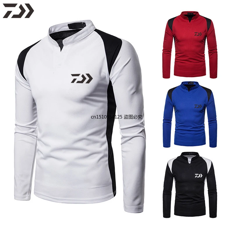

Daiwa Fishing T Shirt Men Sports Wear Men Sweatshirt Solid Color Patchwork Bottoms Tees Long Sleeve Top Fishing T Shirt Clothes