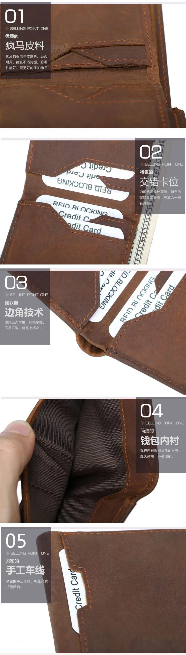 Rfid натуральная кожа зажим для денег брендовый кошелек кожаный держатель для Id кредитных карт зажим для денег Crazy Horse кожаный кошелек FM110