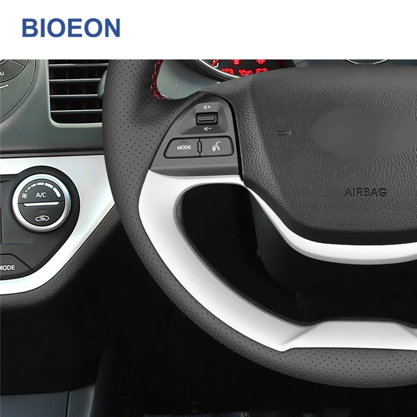 Ручная строчка черная искусственная кожа фотокожа для Kia Morning 2011-2016 Picanto 2012-2015 |