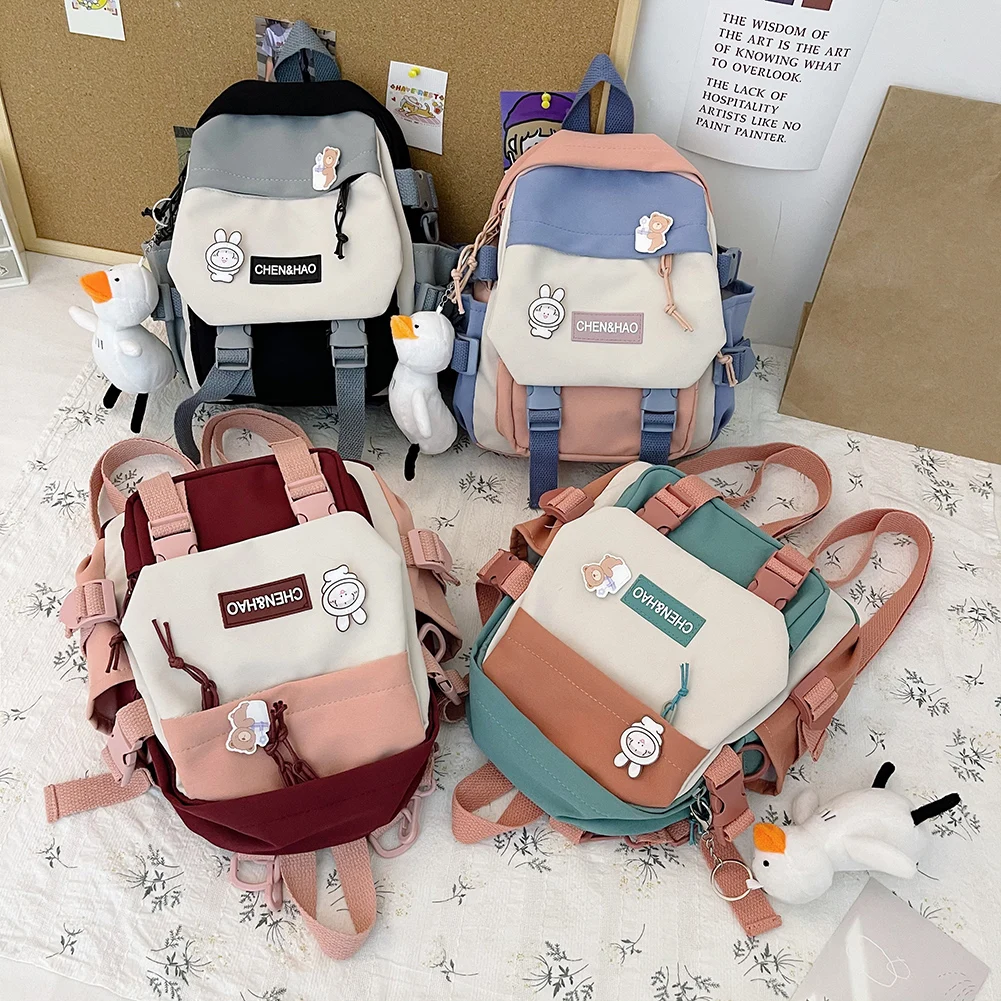 "Милый рюкзак с мультяшным принтом контрастных цветов для женщин, повседневные школьные ранцы в стиле преппи для студентов, женские рюкзаки ..."