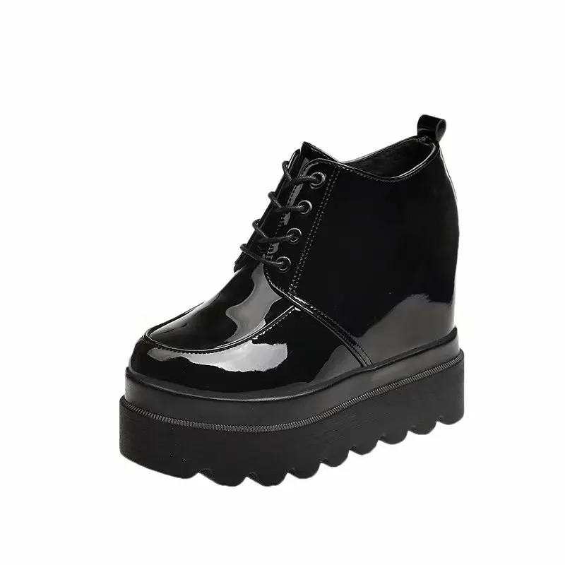 

Casual Woman Shoe Clogs Platform All-Match Increas Height Autumn Female Footwear Round Toe Modis Creepers New Fall Dress 2021 PU