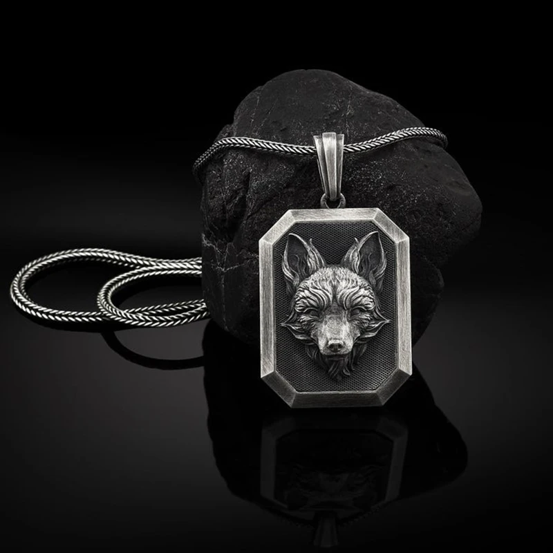

Fox animal pendant necklace men medal vintage Jewelry on the neck tag hip hop Man chain necklace gift