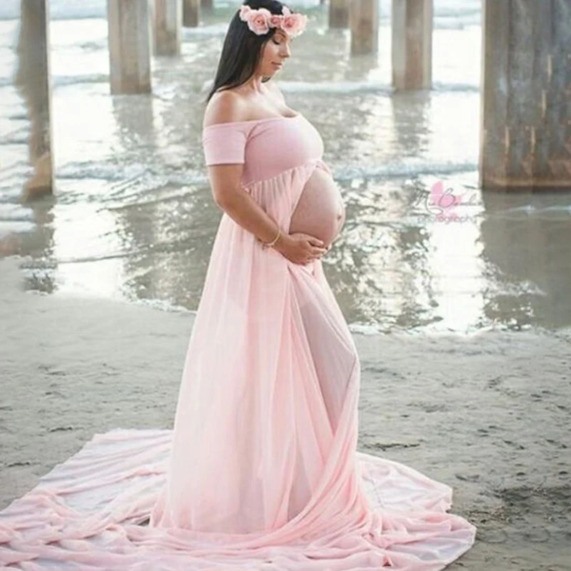 Платья для беременных с разрезом спереди Одежда платье макси женщин сексуальная