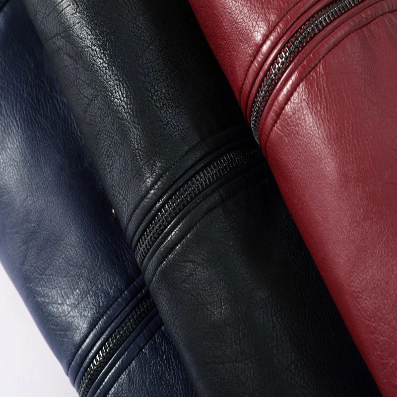 

2021 New Motorcycle Biker Mens Leather Jacket High quality Casual PU Coat Embroidery Leather Jacket Men chaqueta cuero hombre