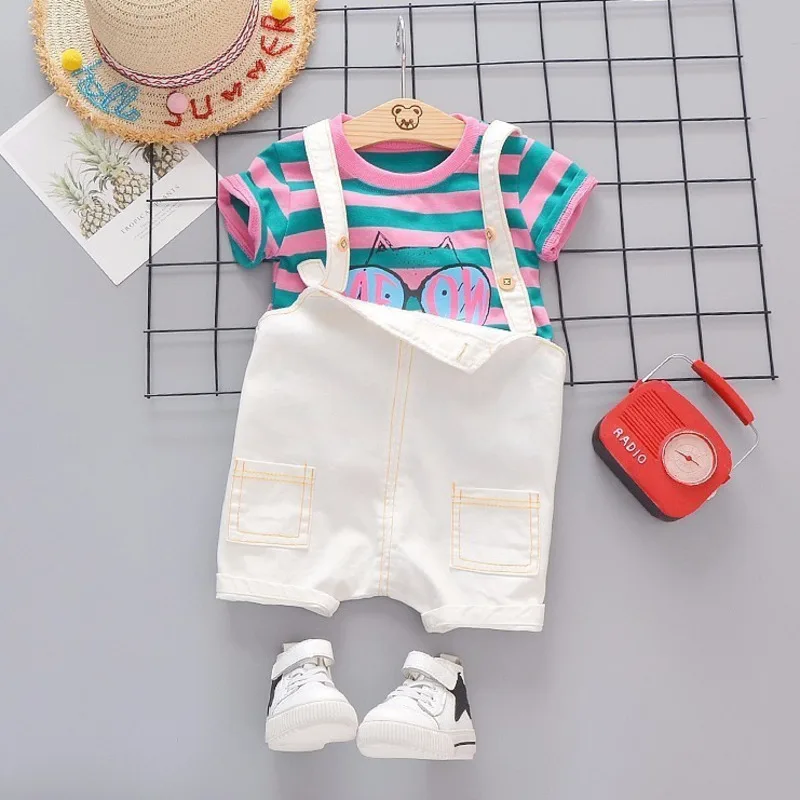 Летняя одежда для маленьких девочек Одежда малышей Модная младенцев Костюмы