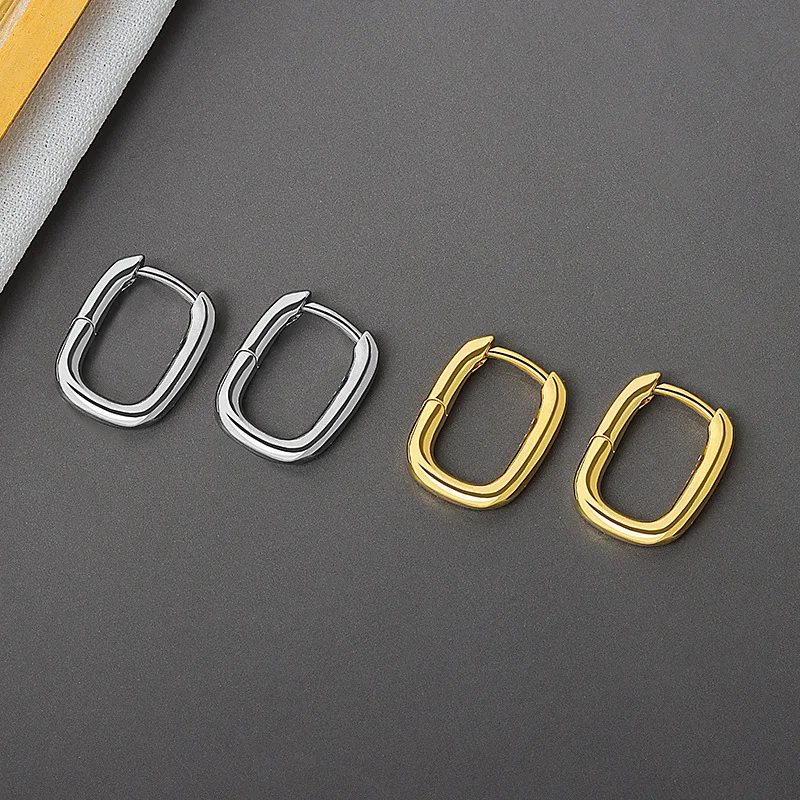 

Fashion Gold Hoop Earrings Small Geometric Vintage Elllipse Handmade Earrings For Women Korean Jewelry