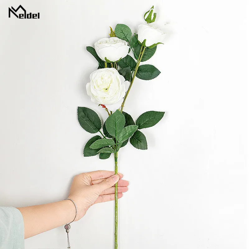 Мелдель 74 см длинные с длинным стволом искусственные розы ветки цветок 3 головы