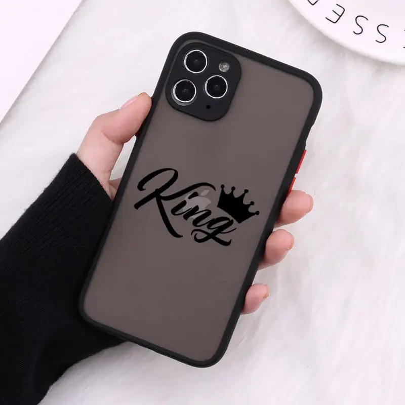 

luxury Crown Princess king cartoon Phone Cases Matte Transparent for iPhone 7 8 11 12 s mini pro X XS XR MAX Plus cover funda