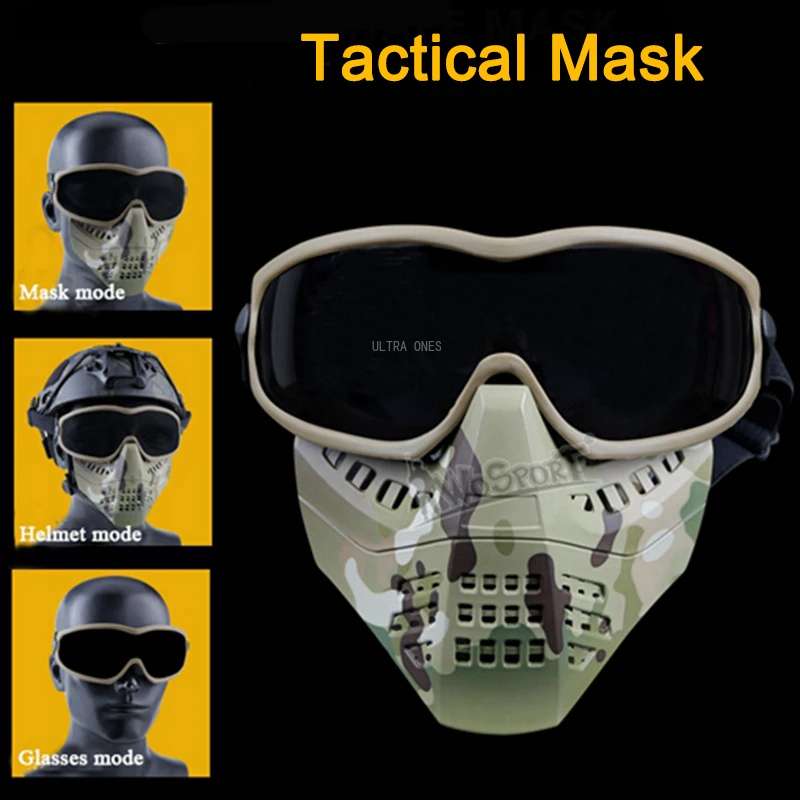 

Airsoft Tactical Mask Windpeoof Military Paintball Hunting Full Face Mask with Detachable Goggles Cs Wargame Combat Army Masks
