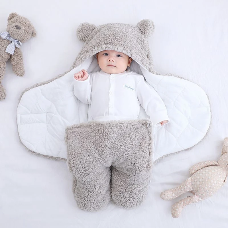 Cute Newborn Baby Boys Girls Blankets Plush Swaddle Wrap Ultra-Soft Fluffy Fleece Sleeping Bag Cotton Soft Bedding Stuff | Мать и ребенок