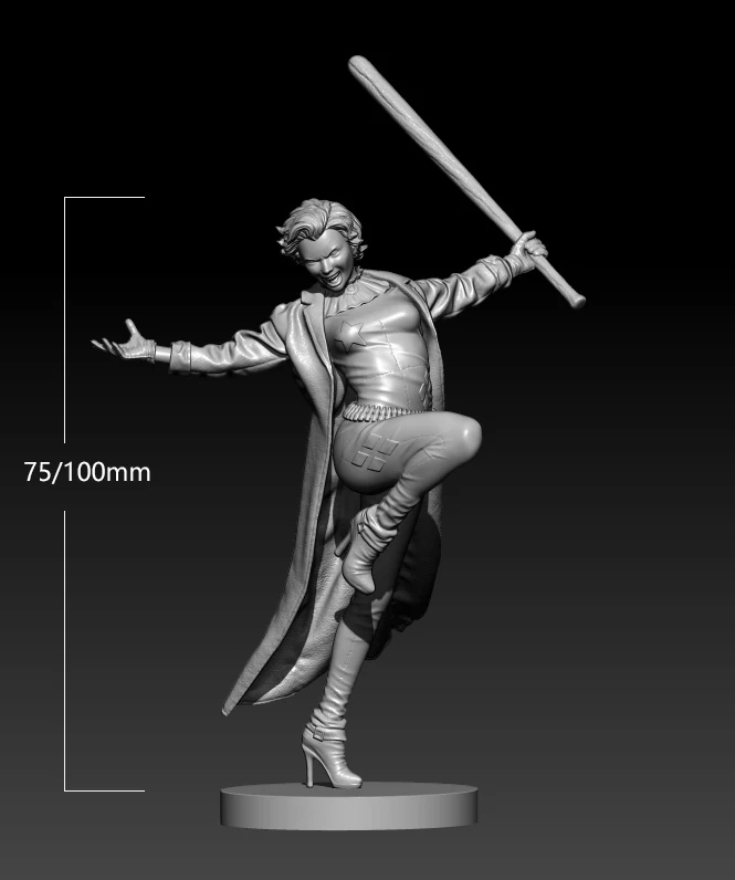 

1/24 75mm 1/18 100mm Resin Model Kits The Girl Joker Figure Sculpture Unpainted No Color RW-415