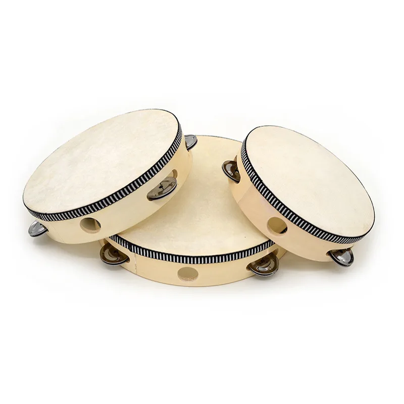 

Sheepskin Tambourine Children Wooden Stage Performance Toys Early Education Dance Percussion Musical Instruments 2021 Hot Sale
