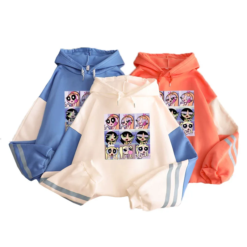 

Harajuku Women hoodie Kawaii Buttercup Hoodie Girls Fashion Sweatshirt Hip-Hop cute Girls Pullover Album Contrast Color hoodies