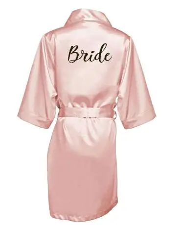 Пыльный розовый невесты robe Атласный халат для женщин свадебные пижамы свадебный