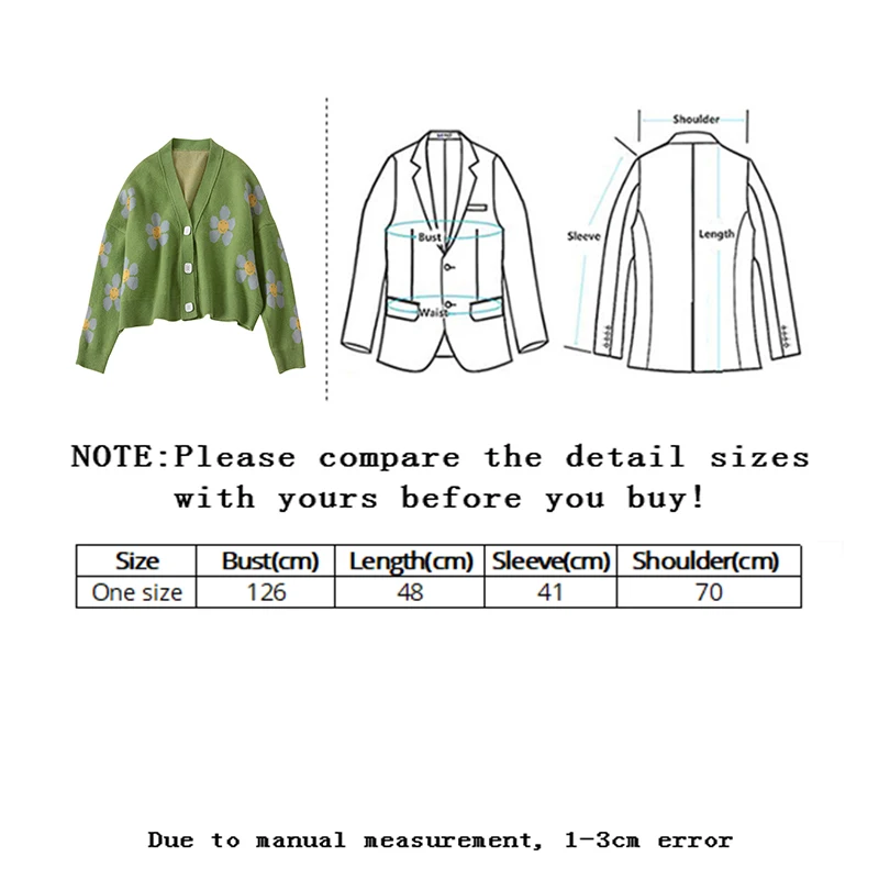 Vangull Preppy Style Flower Knit Cardigans Sweater Women V Neck Loose elegaht Thicked Pull Femme Print Short Casual Autumn Coat |
