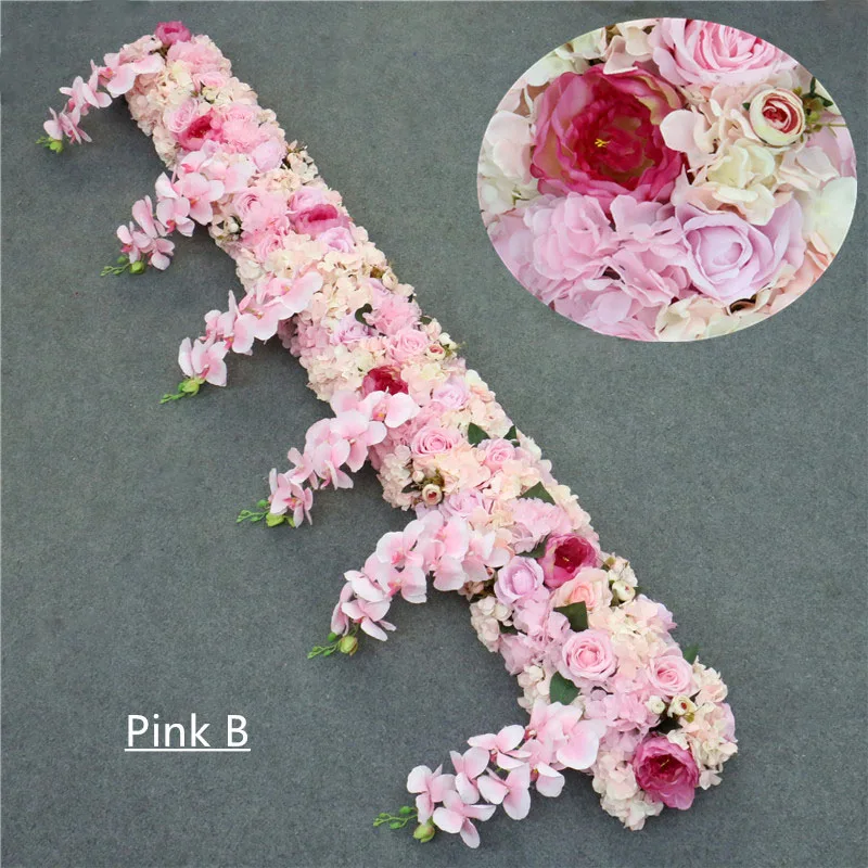 Pink B 1 м/2 м искусственные цветы, орхидеи, Декор строк, вечерние, свадебные декорации, железный Стенд АРКА, дорога, свинец, Глициния, роза, пион, Орхидея, ряд - Цвет: Pink B