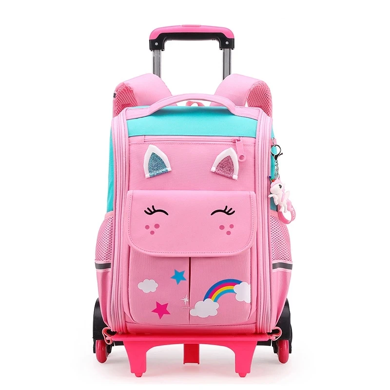 Student Large Capacity Schoolbag Rolling BackpacKids Trolley Bag School Backpack Wheeled Bag Children Trolley Backpack Wheels
