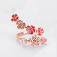 2021 fashion mothers day exquisite rose gold plated ring for women cz crystal peach blossom flower engagement ring fine jewelry