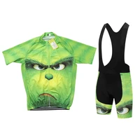 bicycle cycling man mtb cycl clothing set shirt short sleeve bike enduro retro jersey suit tripel bib shorts green hair monster