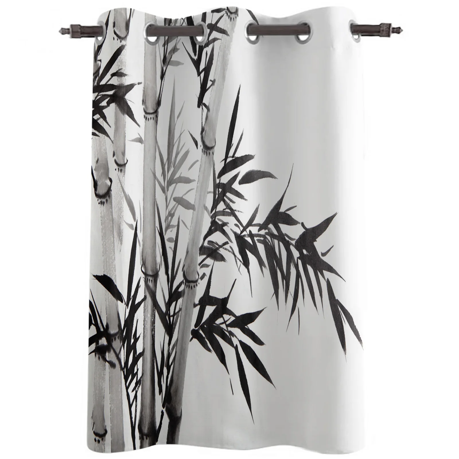 Bamboo Chinese Ink Painting Design Plant Curtain For Kitchen The Bedroom Window Treatment Curtains for Living Room Modern Drapes |
