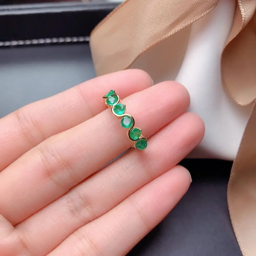 

100% 925 sterling silver Natural green Emerald Rings fine Jewelry gift women wedding open wholesale new plant mj0303664agml
