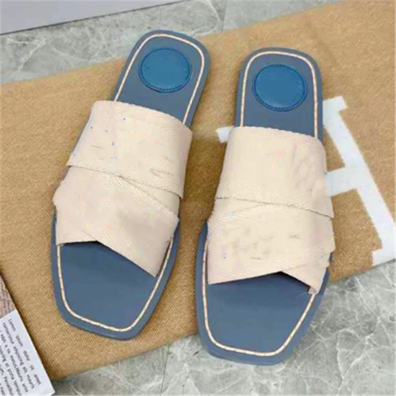 

prowow Cross Braid Roman Slippers Splicing Canvas Slippers Mixed Material Slippers Color Matching Slippers Square Toe Shoes