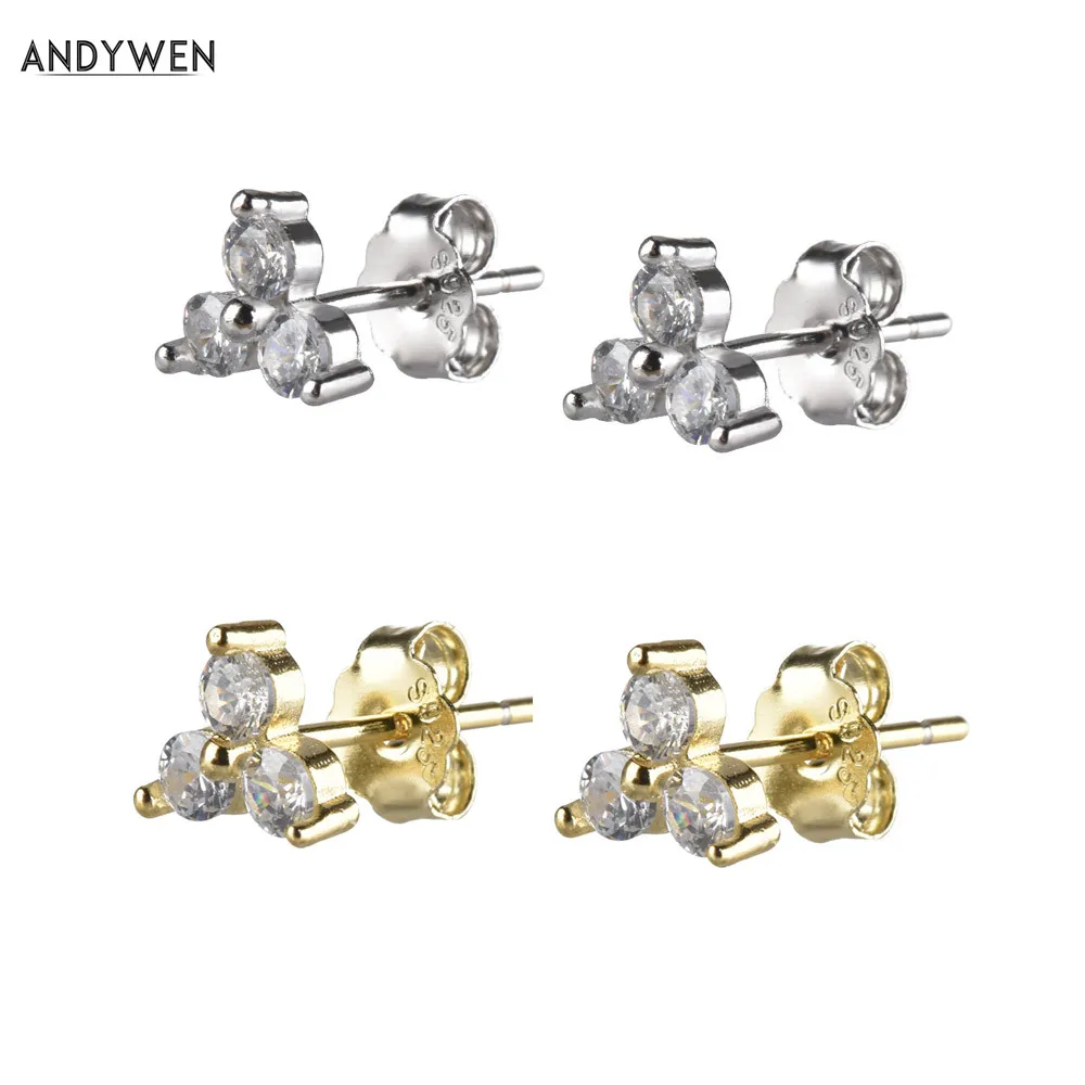 Женские Треугольные Серьги гвоздики ANDYWEN серьги из стерлингового серебра 925