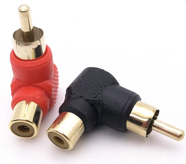 RCA Right Angle Connector Plug Adapters Male To Female M/F 90 Degree Elbow Audio Adapter Red & Black