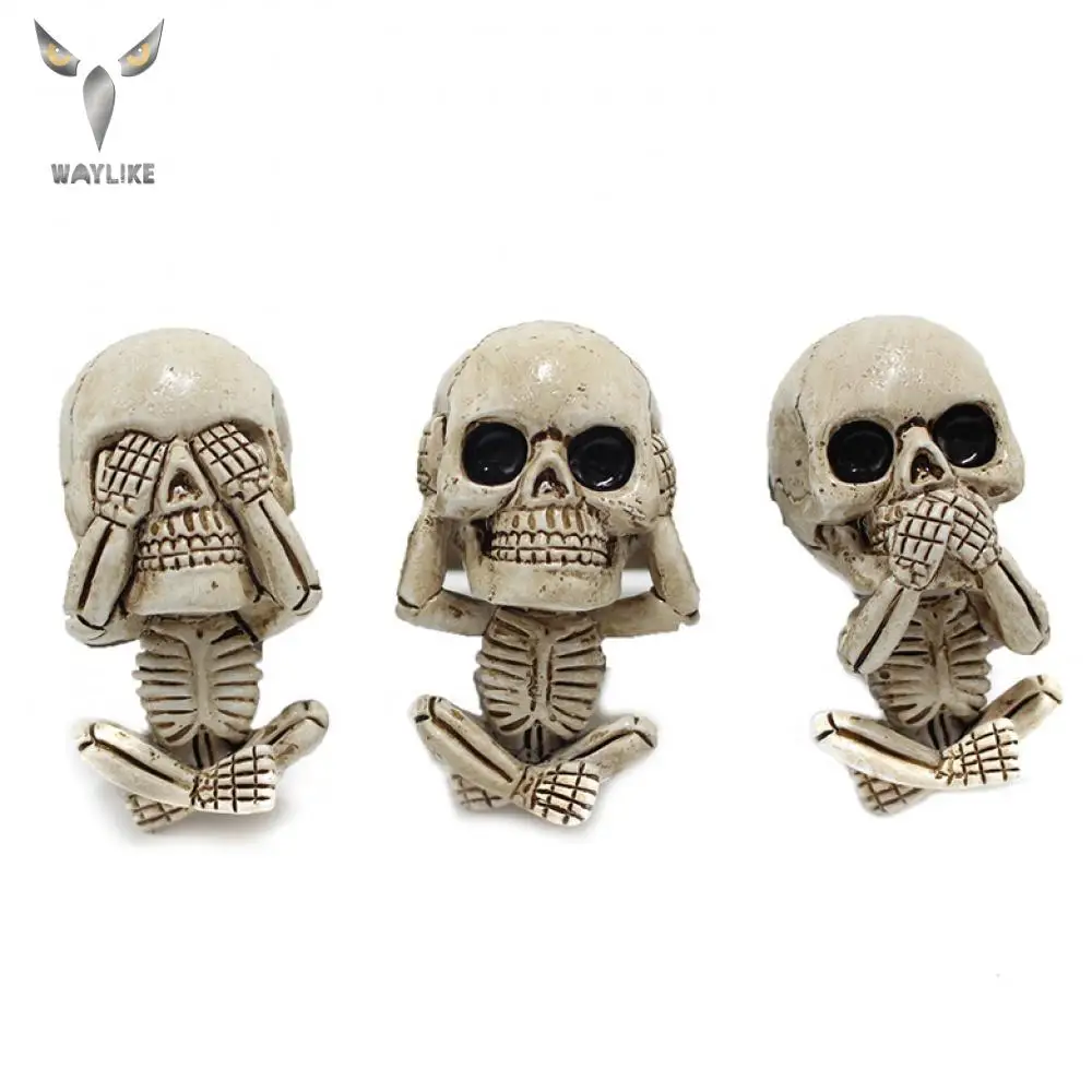 

3PC Cute Skull Car Decoration Halloween Party Spoof Props Garden Decoration Cute Funny Toys for Halloween Funny Skull Props