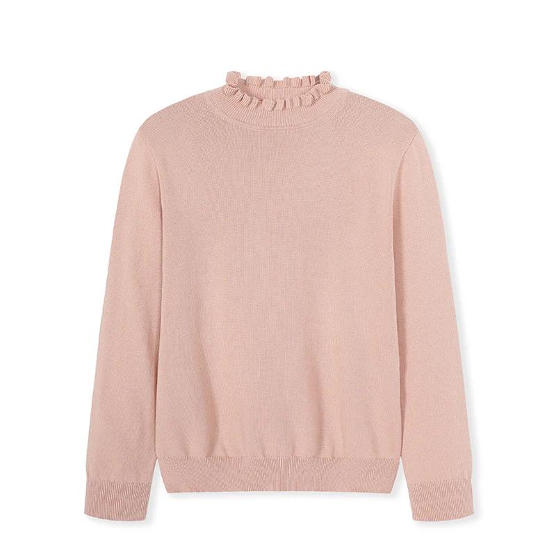 Balabala Children's wear shirts girls sweaters new autumn clothes big children pullover sweater simple female - Цвет: pink