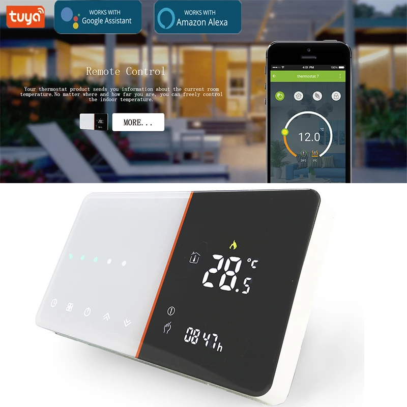 

Умный программируемый термостат Tuya с Wi-Fi и управлением через приложение, контроллер температуры электрического отопления/водонагрева/газо...