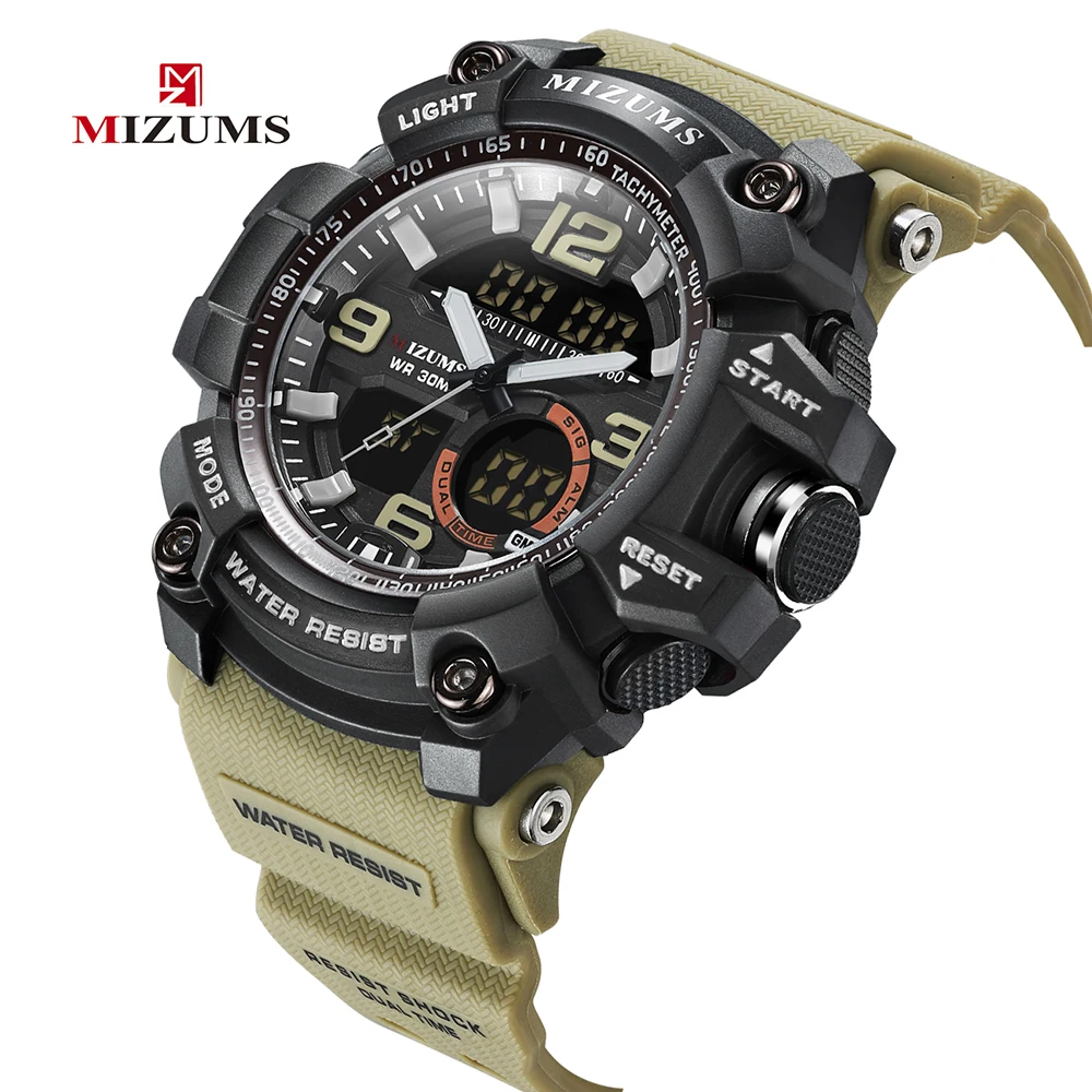 MIZUMS спортивные часы для мужчин водонепроницаемые цифровые со светодиодами