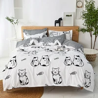 black white cats 4pcs girl boy kid bed cover set duvet cover adult child bed sheets pillowcases comforter bedding set 61078