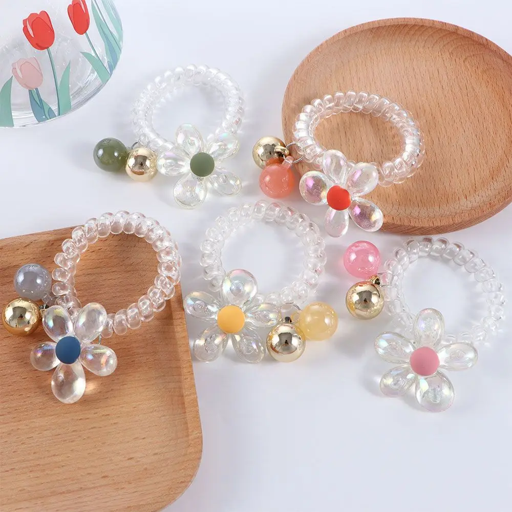 

Cute Minimalism Headwear Crystal Flower Elegant Aurora Elastic Hair Band Scrunchies Cord Spiral Hair Ties Hair Rope
