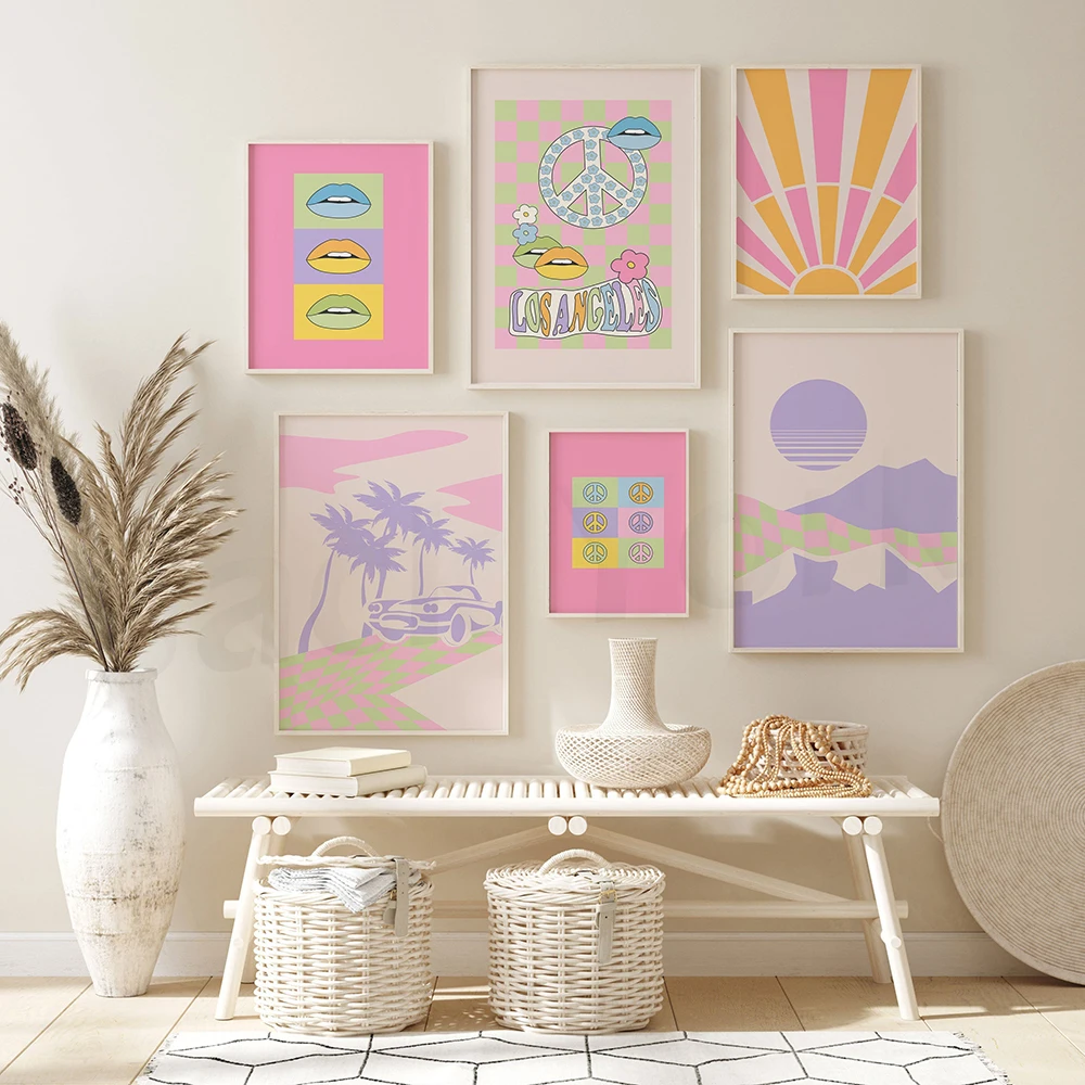 Модные настенные принты галереи Ретро Художественная печать красочные