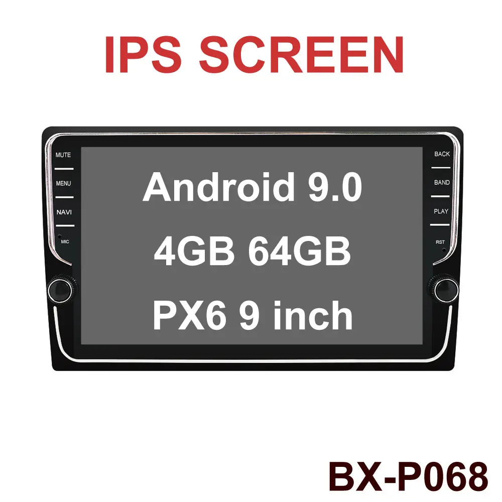 BX-P068 9 inch Bosion 1 Din 10 ''PX6 Универсальный Android 9,0 4 Гб+ 64 Гб ips автомобильный Радио Стерео gps навигация WiFi 1024*600 сенсорный экран камера - Цвет: BX-P068 9 inch