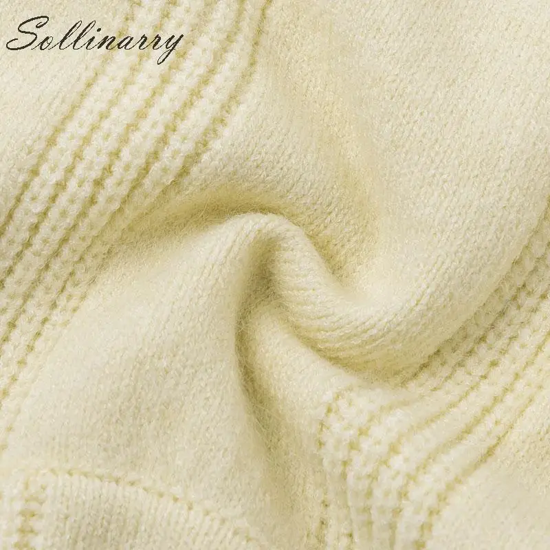 Sollinarry светло-желтые шикарные вязаные свитера Топы женские 2019 с коротким рукавом