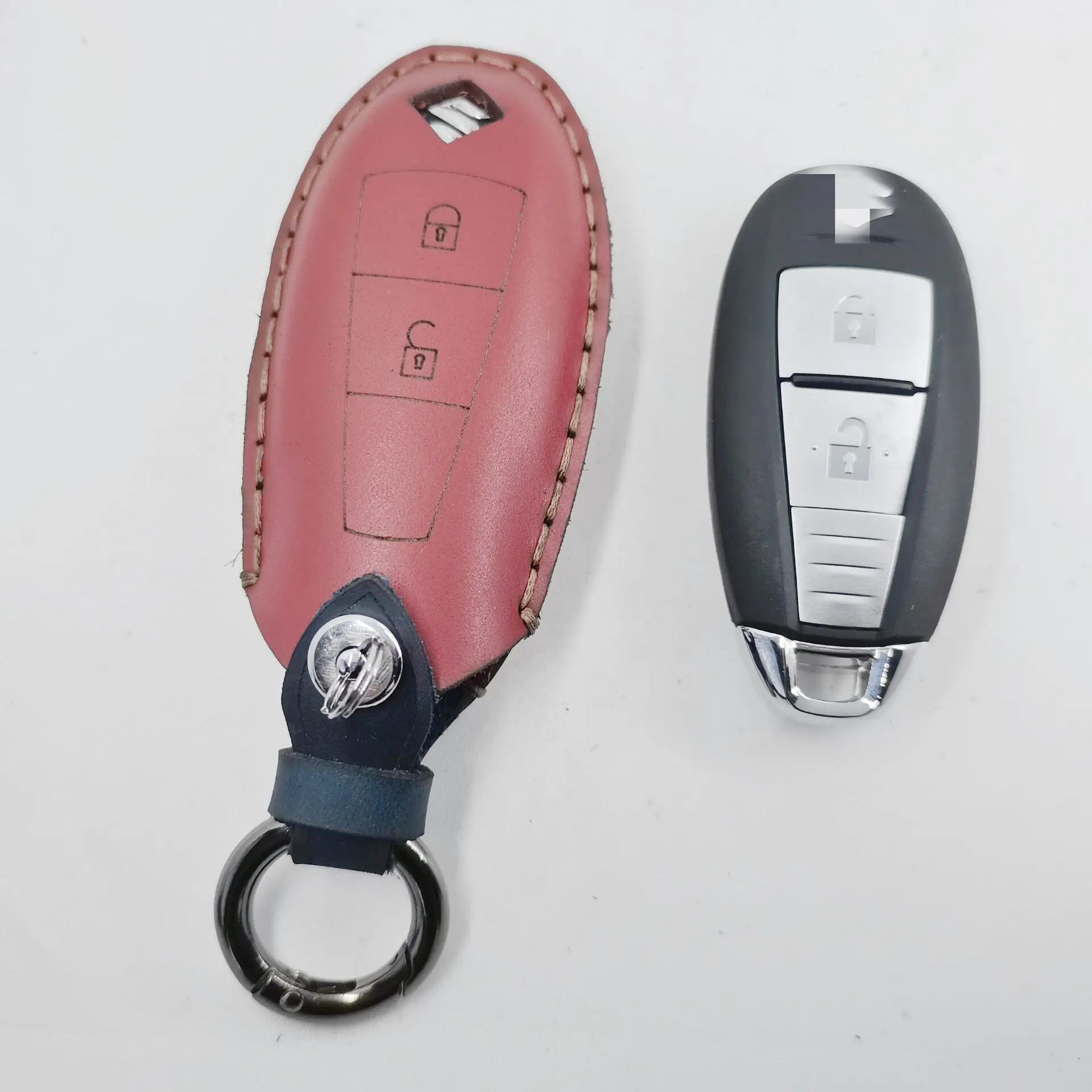 

Кожаный чехол для ключа дистанционного управления защитный держатель для SUZUKI Swift Sport SX4 SCORSS grand vitara 2 кнопки дистанционного управления без кл...