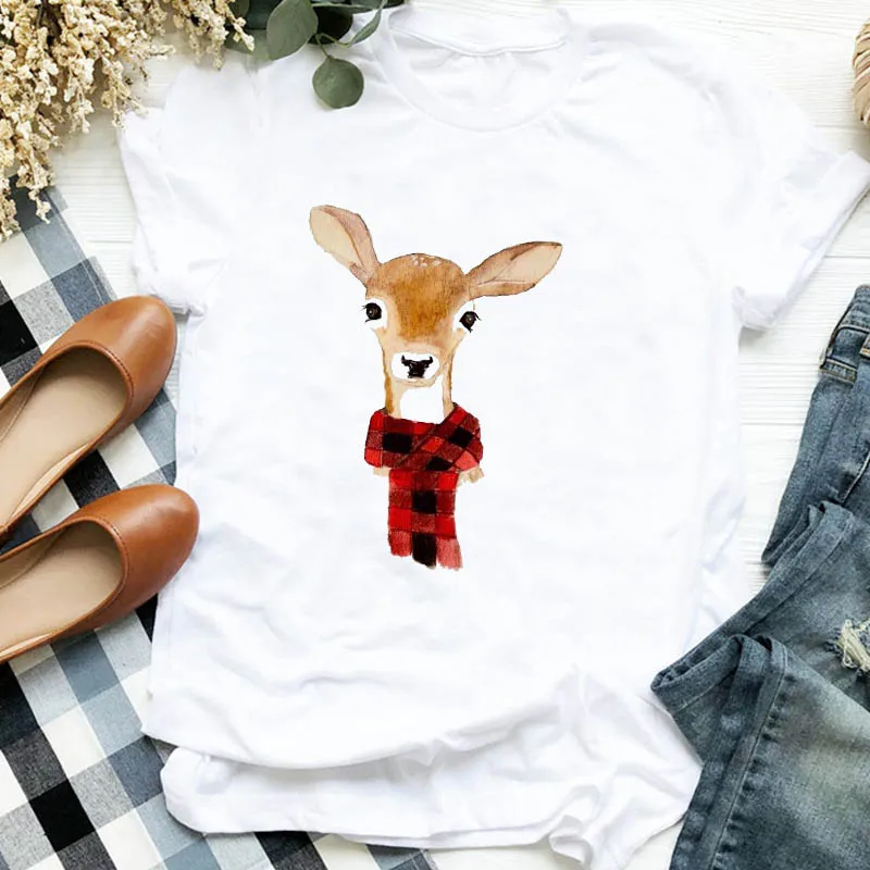 Женская клетчатая футболка в стиле 90 х с коротким рукавом и изображением