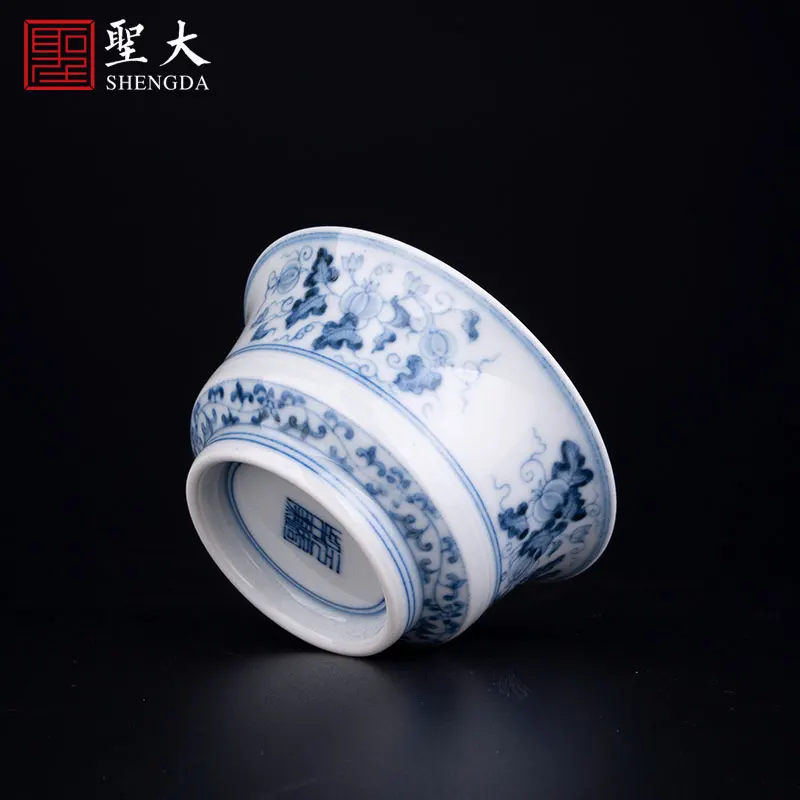 

Синий и белый дыни и фруктовым рисунком в форме подковы чашка ручной росписью Цзиндэчжэнь Чайный сервиз чашки для чайной церемонии кунг-фу, ...