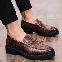 men leather shoes outdoor casual formal business mens shoes fashion black retro shoes slip on mens loafers zapatos hombre