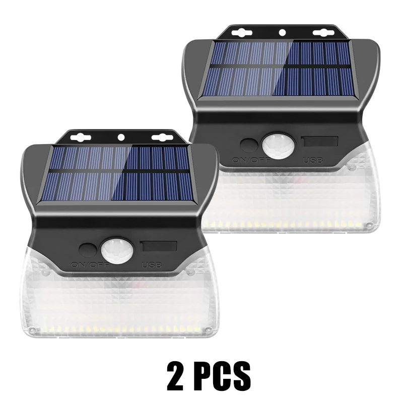 2 PCS 110led Солнечный свет три стороны угол освещения новейшая Солнечная лампа с тремя режимами USB зарядка Открытый водонепроницаемый сад огни - Испускаемый цвет: 2 PCS