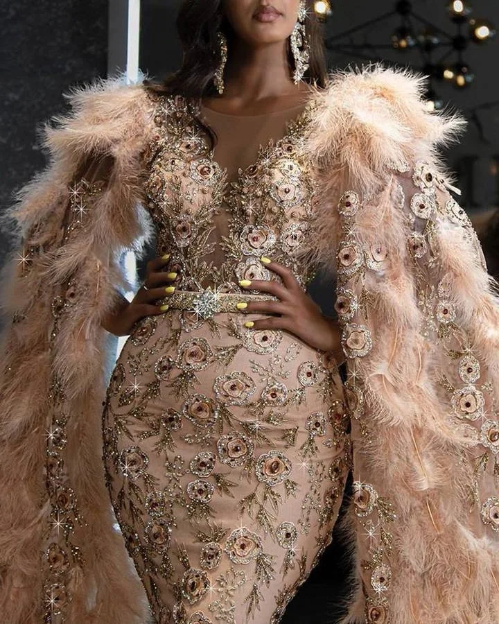 

Hot Luxury Elegant 2021 Evening Dress Bride Gown Lace&Sequins Robe de soir Suitable for Parties Plus Size Woman dresses