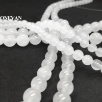 onevan natural white jade beads smooth round stone bracelet necklace jewelry making diy accessories gift design