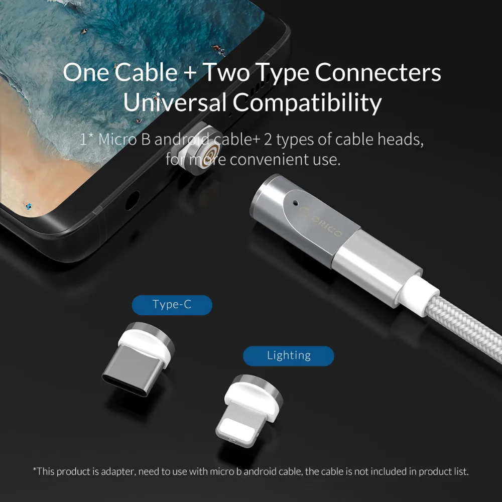 ORICO MicroB к type C освещение Магнитный адаптер быстрой зарядки конвертер для Macbook Pro iPhone samsung Galaxy huawei