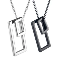 2021 ticfrog design mens necklace with geometry interlocking square pendant stainless steel necklaces hypoallergenic for gifts